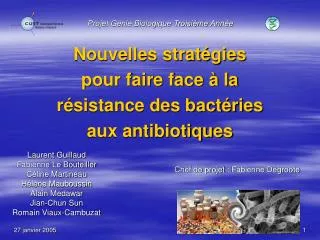 Nouvelles stratégies pour faire face à la résistance des bactéries aux antibiotiques