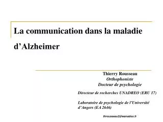 La communication dans la maladie d’Alzheimer