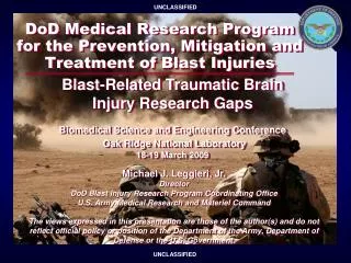 DoD Medical Research Program for the Prevention, Mitigation and Treatment of Blast Injuries