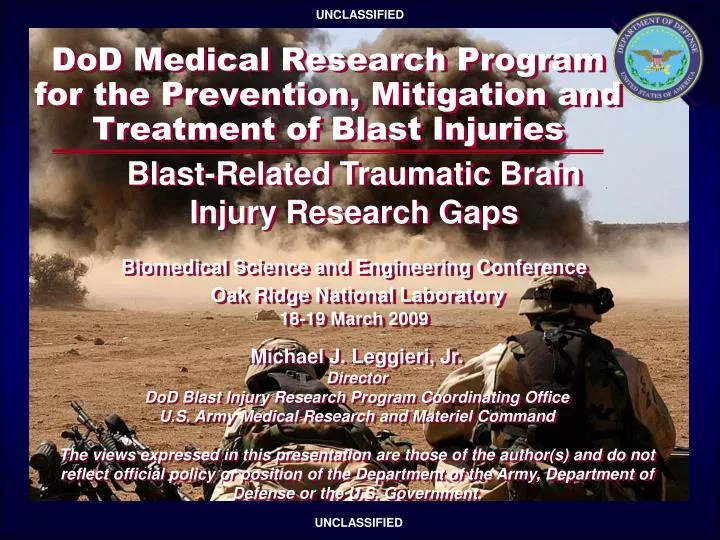 dod medical research program for the prevention mitigation and treatment of blast injuries