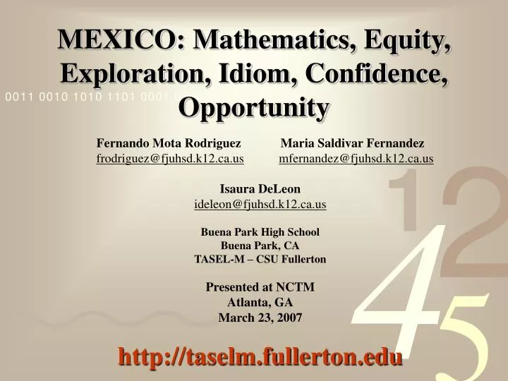 mexico mathematics equity exploration idiom confidence opportunity