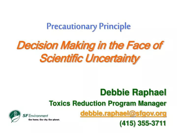 precautionary principle decision making in the face of scientific uncertainty