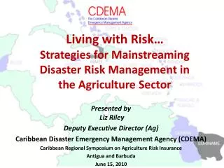Living with Risk… Strategies for Mainstreaming Disaster Risk Management in the Agriculture Sector