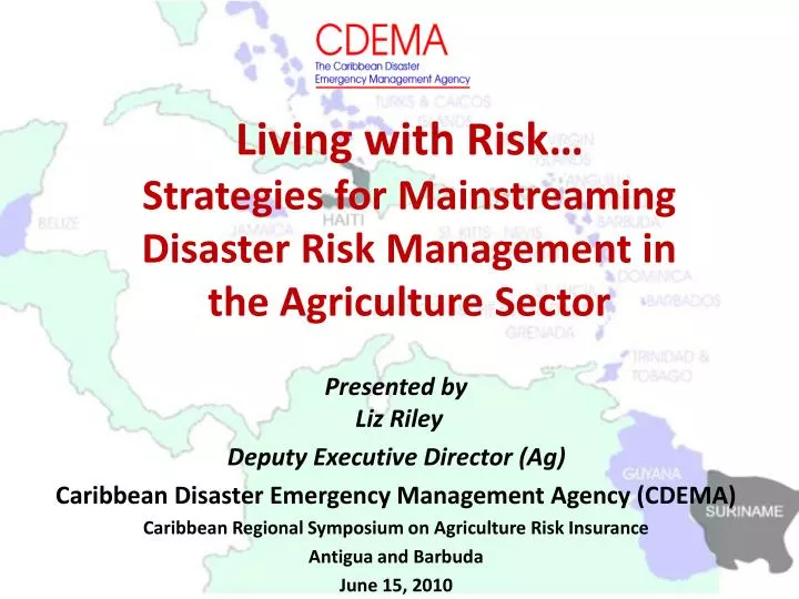 living with risk strategies for mainstreaming disaster risk management in the agriculture sector