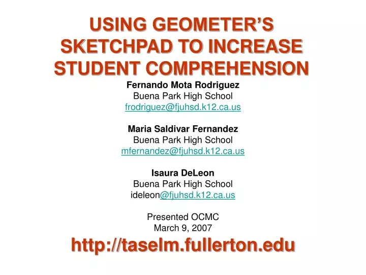 using geometer s sketchpad to increase student comprehension