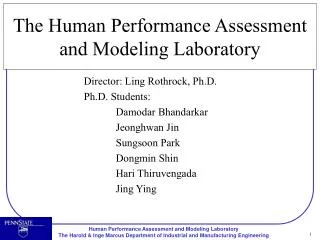 The Human Performance Assessment and Modeling Laboratory