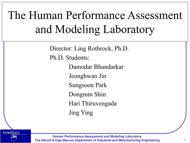 the human performance assessment and modeling laboratory