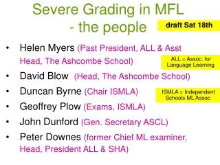 Severe Grading in MFL - the people