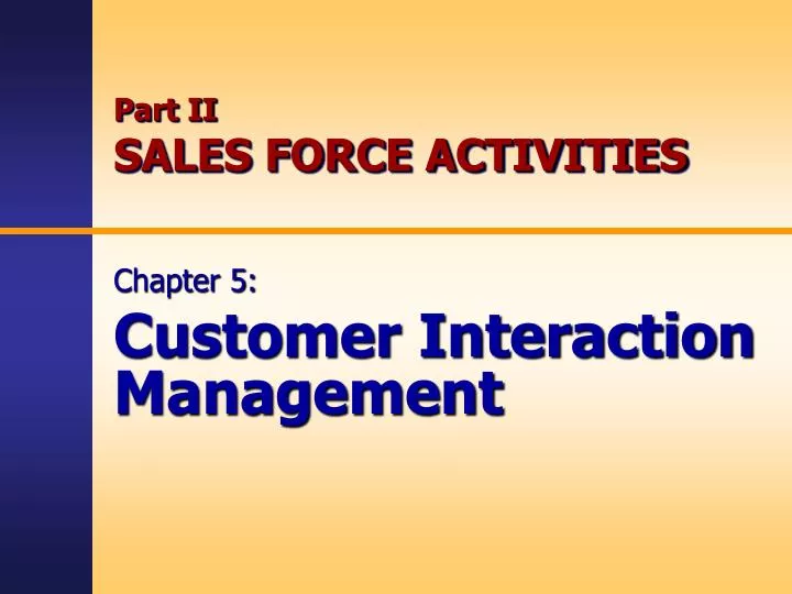 part ii sales force activities