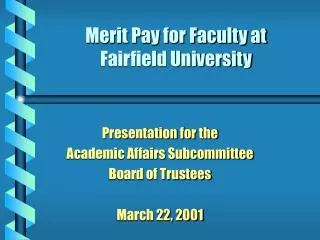 Merit Pay for Faculty at Fairfield University