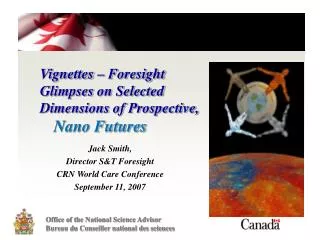 Vignettes – Foresight Glimpses on Selected Dimensions of Prospective, 	Nano Futures