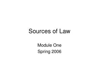 Sources of Law