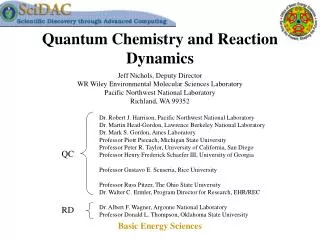 Quantum Chemistry and Reaction Dynamics