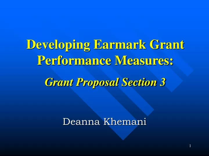 developing earmark grant performance measures grant proposal section 3