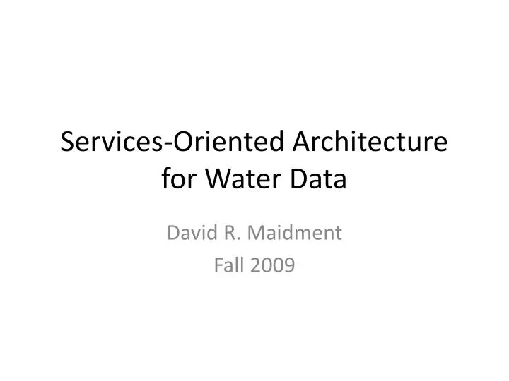 services oriented architecture for water data