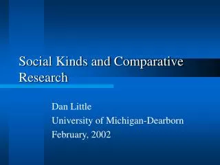 Social Kinds and Comparative Research