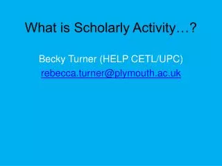 What is Scholarly Activity…?