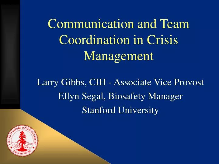 communication and team coordination in crisis management