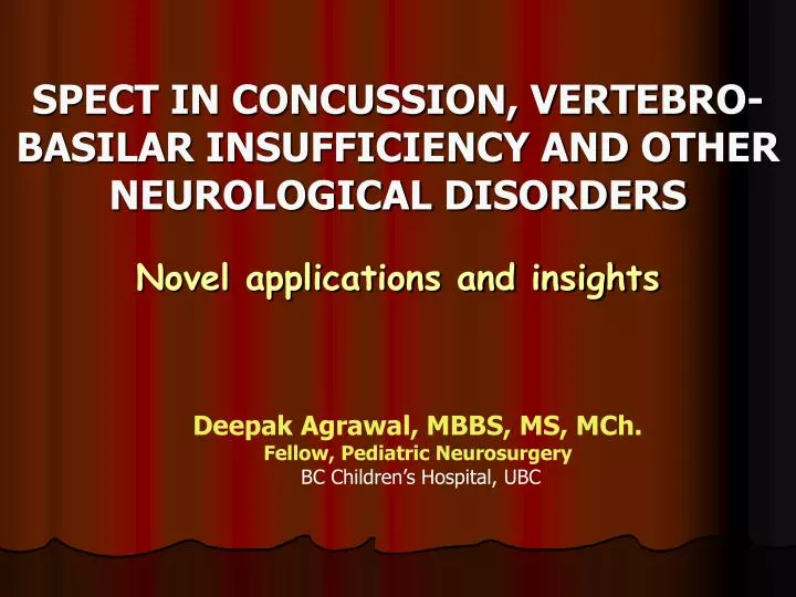 spect in concussion vertebro basilar insufficiency and other neurological disorders
