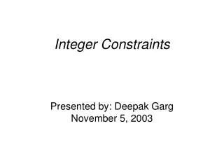 Integer Constraints