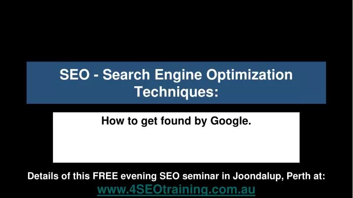 seo search engine optimization techniques
