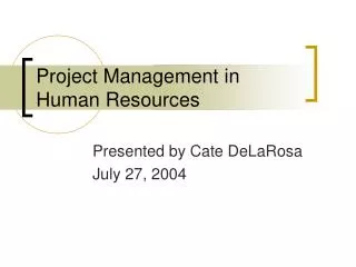 Project Management in Human Resources