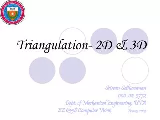 Triangulation- 2D &amp; 3D