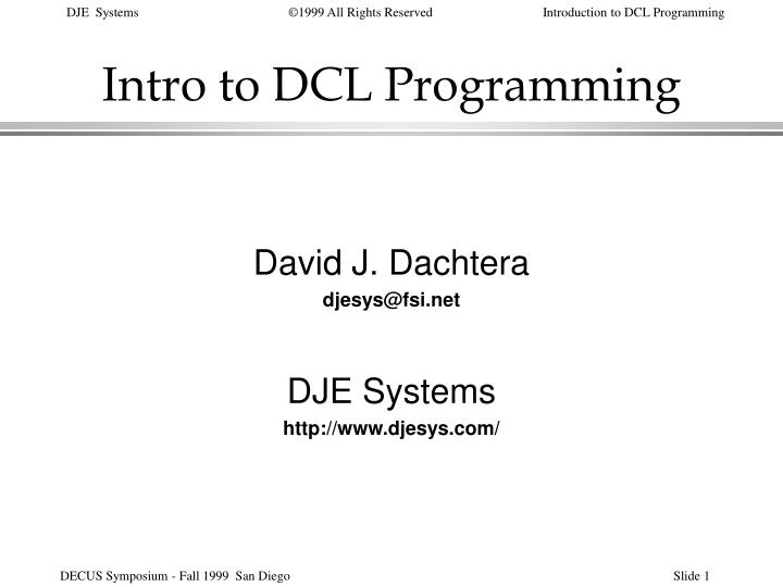 intro to dcl programming