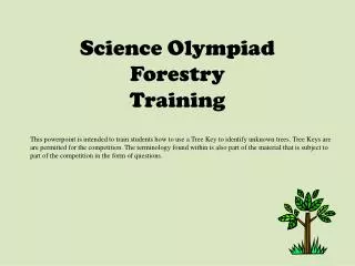 Science Olympiad Forestry Training