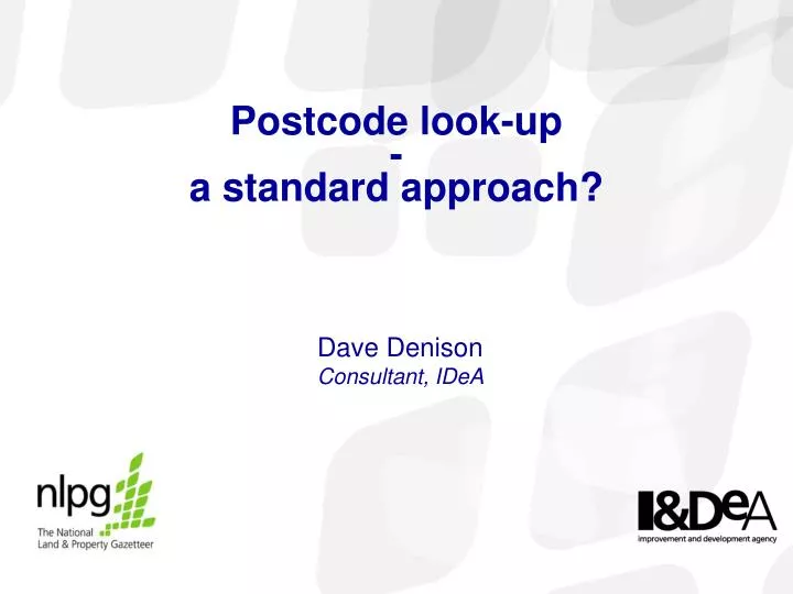 postcode look up a standard approach
