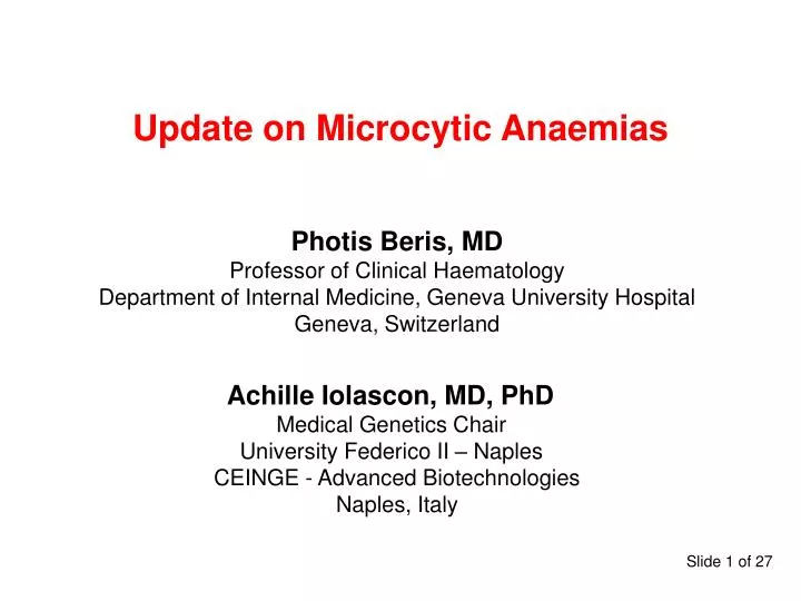 update on microcytic anaemias