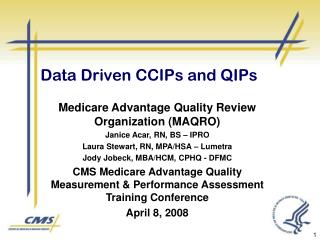 Data Driven CCIPs and QIPs