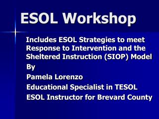 ESOL Workshop