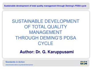 SUSTAINABLE DEVELOPMENT OF TOTAL QUALITY MANAGEMENT THROUGH DEMING’S PDSA CYCLE