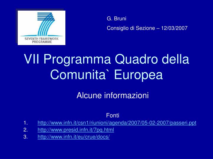 vii programma quadro della comunita europea