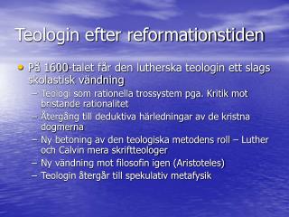 Teologin efter reformationstiden