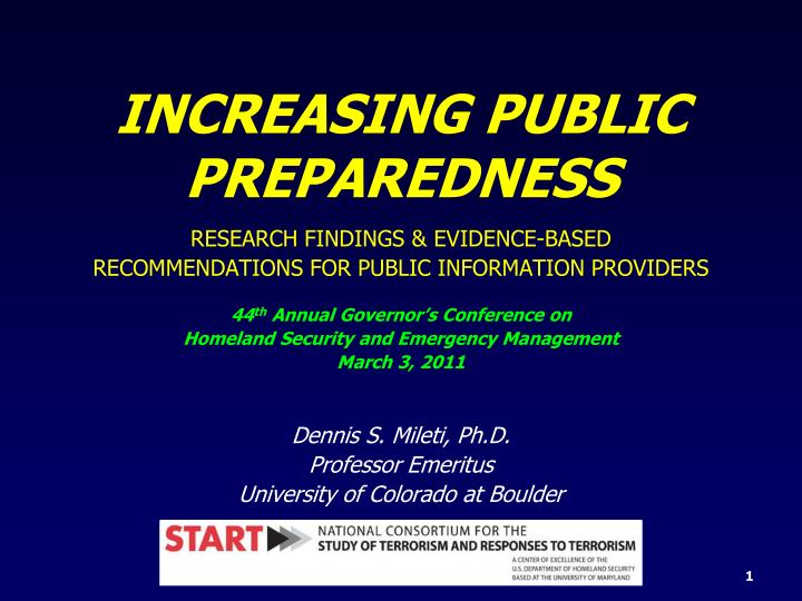 increasing public preparedness