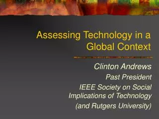 Assessing Technology in a Global Context