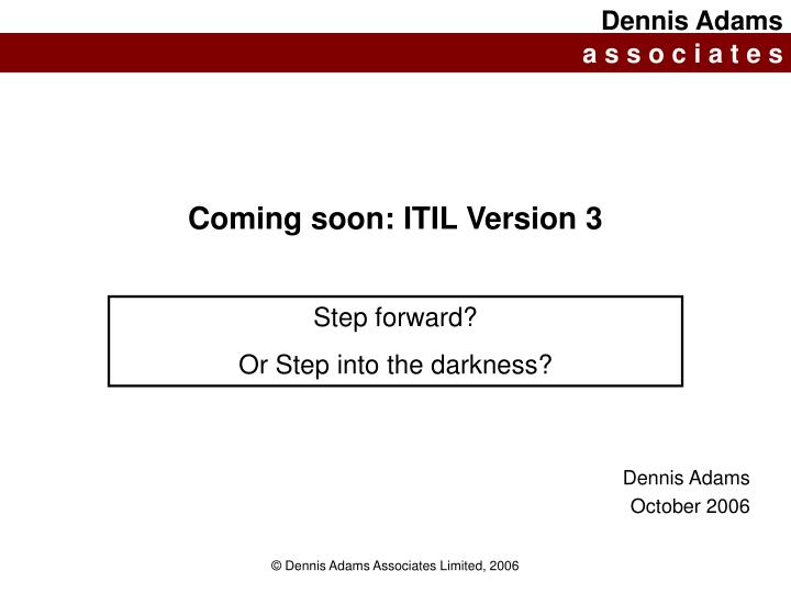 coming soon itil version 3