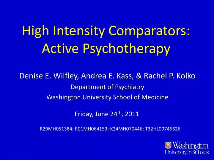 high intensity comparators active psychotherapy