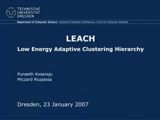LEACH Low Energy Adaptive Clustering Hierarchy
