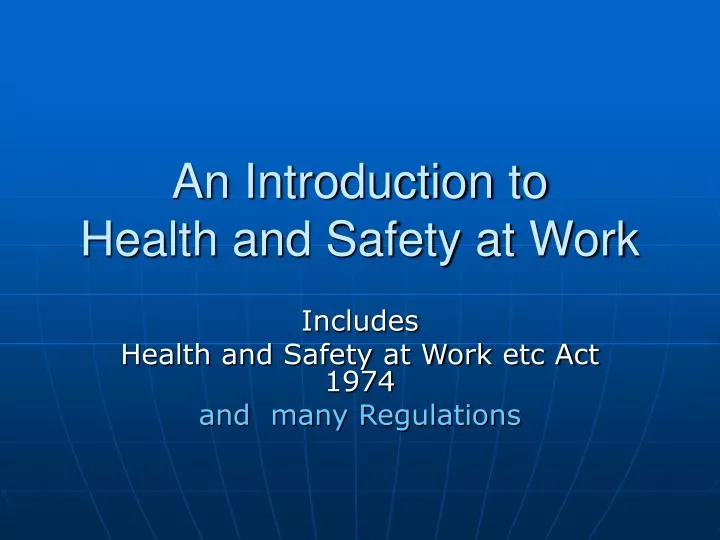 an introduction to health and safety at work
