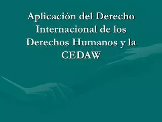 Aplicación del Derecho Internacional de los Derechos Humanos y la CEDAW