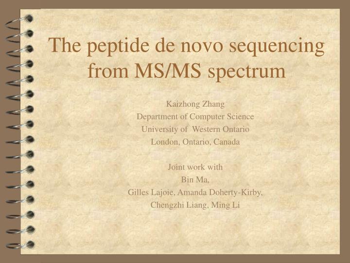 the peptide de novo sequencing from ms ms spectrum