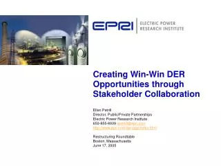 Creating Win-Win DER Opportunities through Stakeholder Collaboration