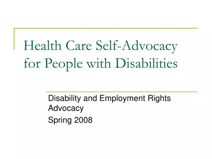 health care self advocacy for people with disabilities