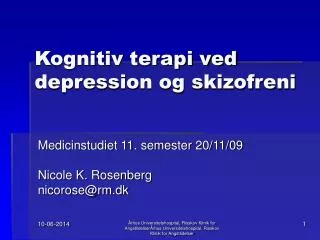 Kognitiv terapi ved depression og skizofreni
