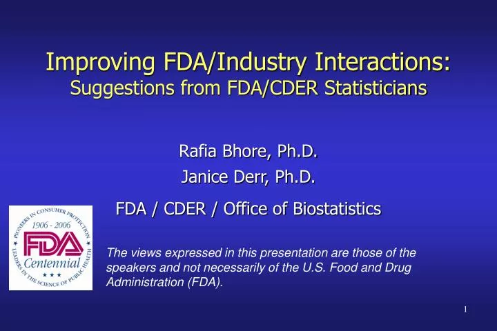 improving fda industry interactions suggestions from fda cder statisticians