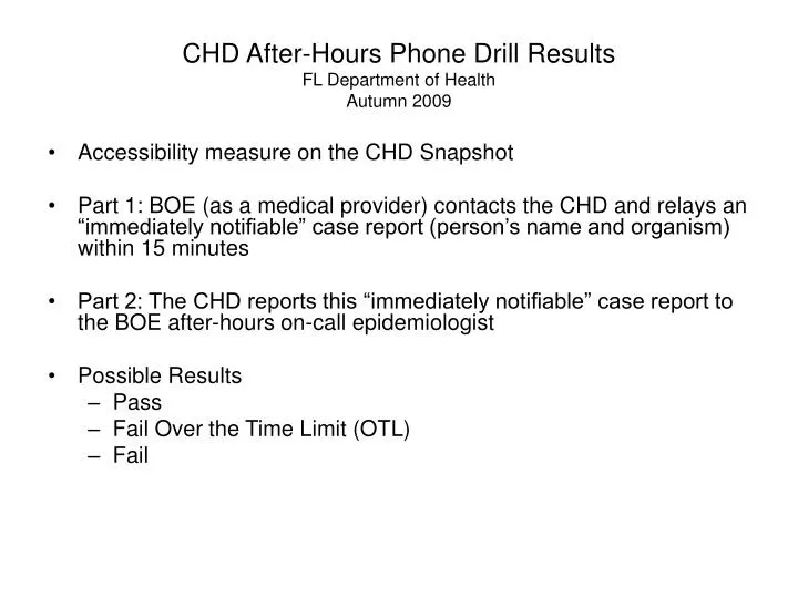 chd after hours phone drill results fl department of health autumn 2009