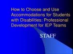 How to Choose and Use Accommodations for Students with Disabilities: Professional Development for IEP Teams - slide 1